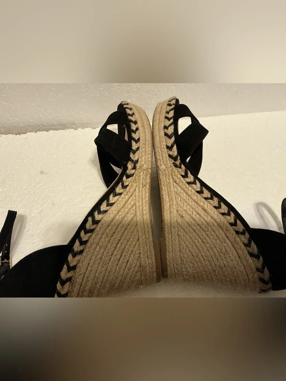 Circus by Sam Edelman Black Espadrille Wedge Sandals Ankle Strap Sz 10 Open Toe
